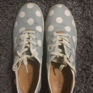 Hotter Canvas Mabel Pumps Sz 9 Lace Up Polka Dots